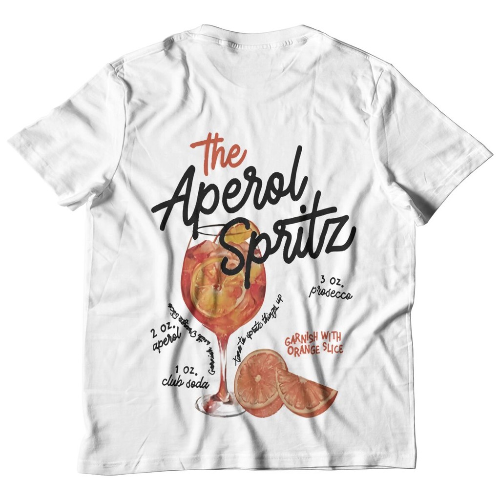 Kaos Grafis Koktail Vintage Aperol Spritz Wanita Kaos Minuman Alkohol Lucu Atasan Cetak Longgar Hadi