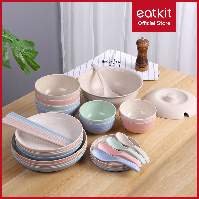 Eatkit Gelas Wheat Straw/Mangkuk Wheat Straw/Piring Makan Wheat Straw/Sendok Makan Wheat Straw/Cangk