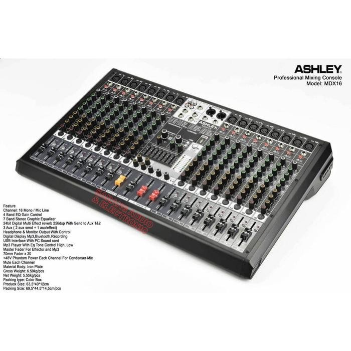 Mixer audio ashley mdx 16 original 16 channel mdx16