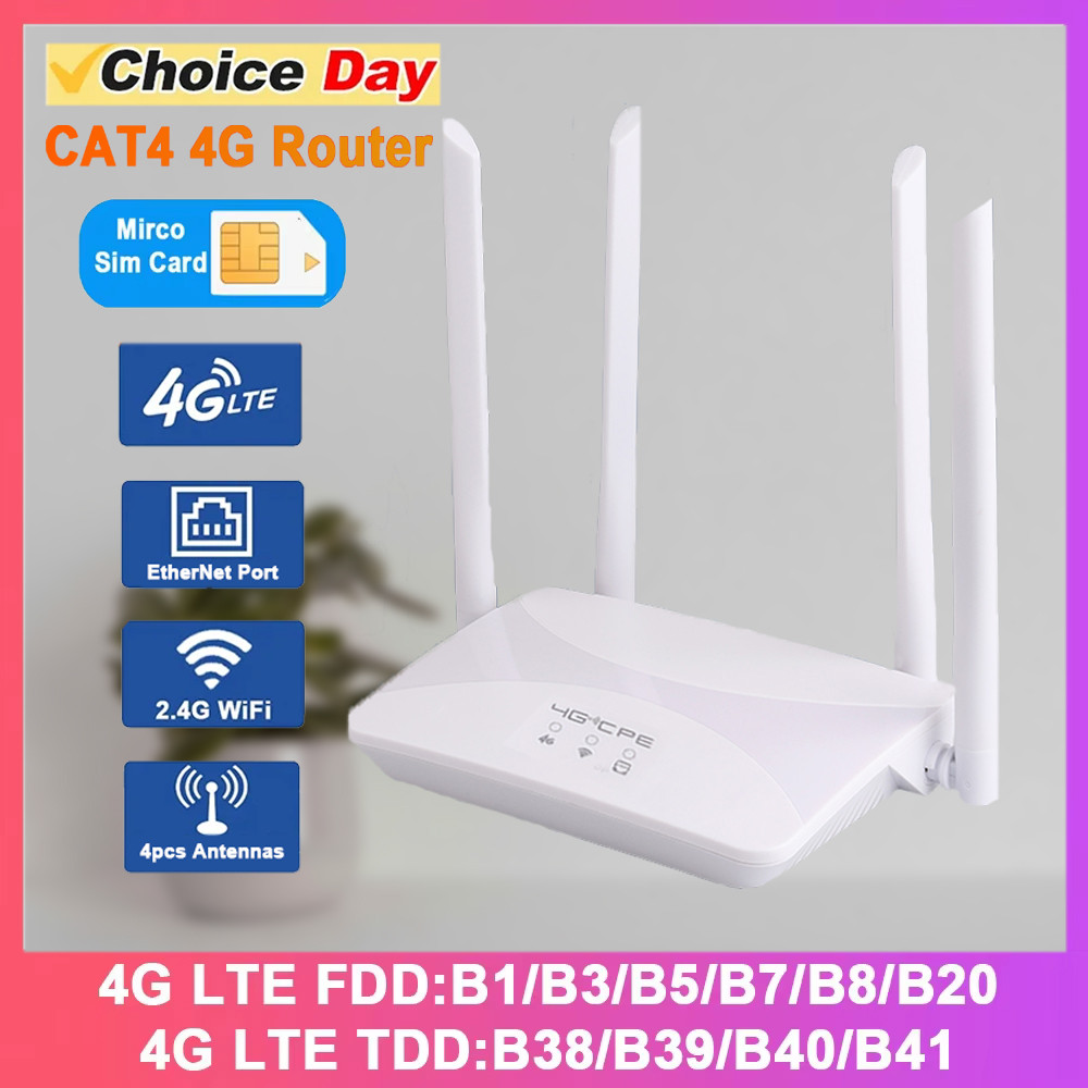 KuWFi CAT4 4G LTE Modem 300Mbps 2.4G Wireless WiFi Router with WAN/LAN Port LTE Router 10 Users Plug