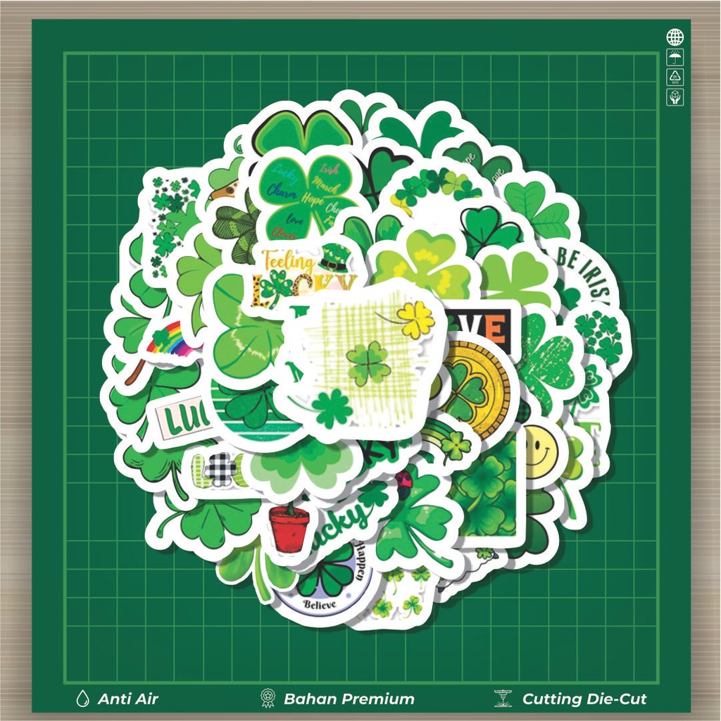 

HOT 50 PCS STIKER Stiker Four Leaf Clover [Semanggi Berdaun Empat] Stiker Fashion Cars Decal Dingin Kartu Album Custom Vinyl Anti Air- Sticker Aesthetic Buku Journal Koper Casing HP Tablet Laptop Helm Motor Botol Minum