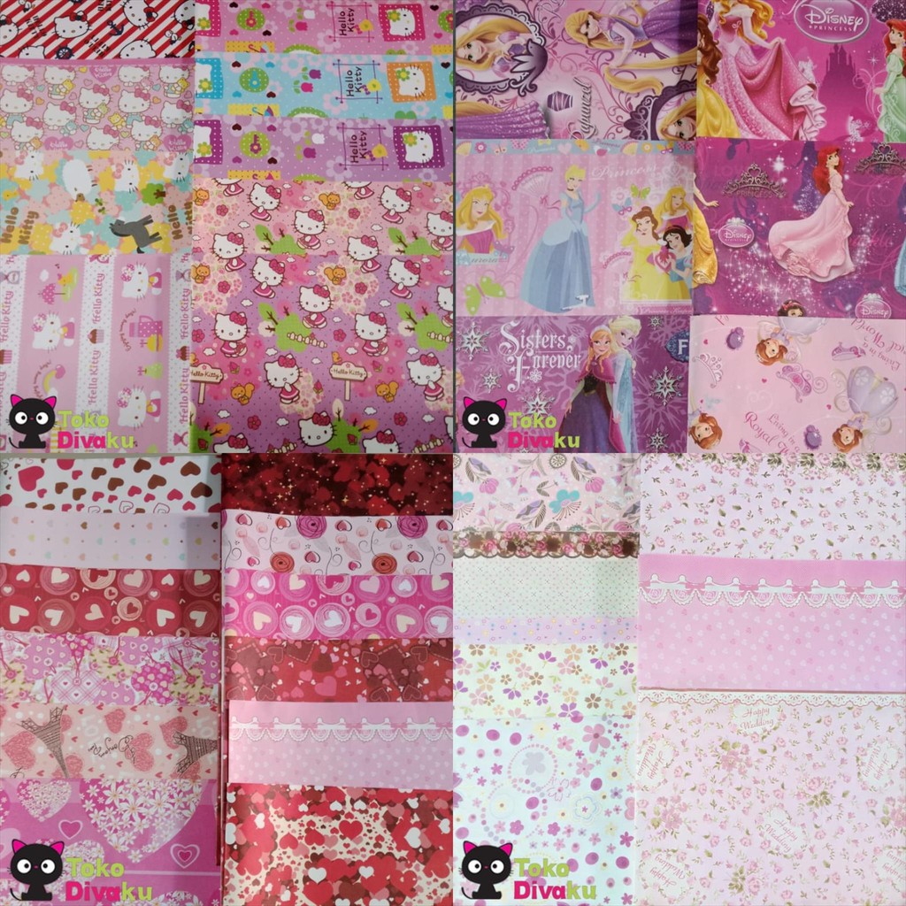 

SISTERCLOZETTE - KERTAS KADO BESAR JUMBO PREMIUM UKURAN 62CMx48CM KARAKTER PRINCESS, MELODY, HELLO KITTY, MICKEY, LOVE, FLOWER