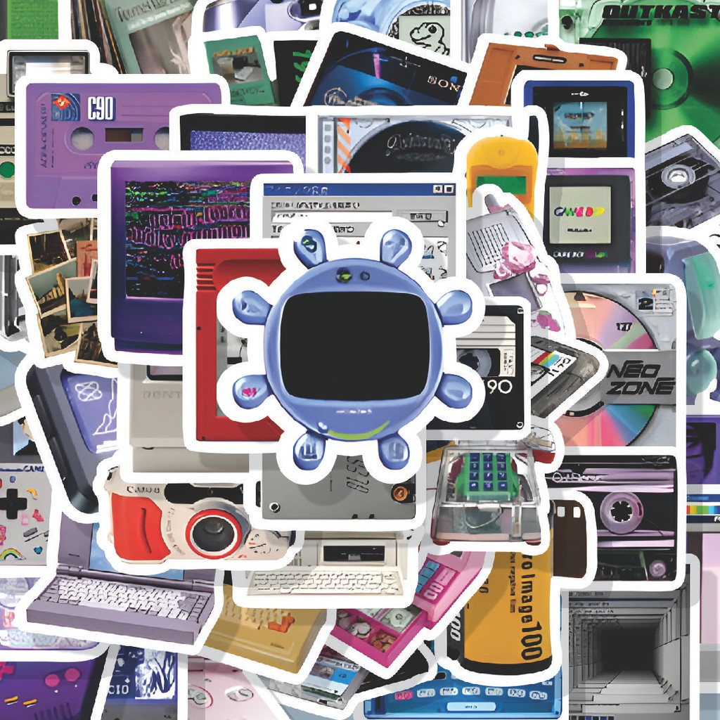 

100PCS Lucu Stiker Retro Card Disk Video Stiker Aesthetic Stiker Anti Air Stikers Berperekat Waterproof sticker decal buat Motor Helm Buku Journal Koper Casing HP Laptop Botol Minum Hadiah anak