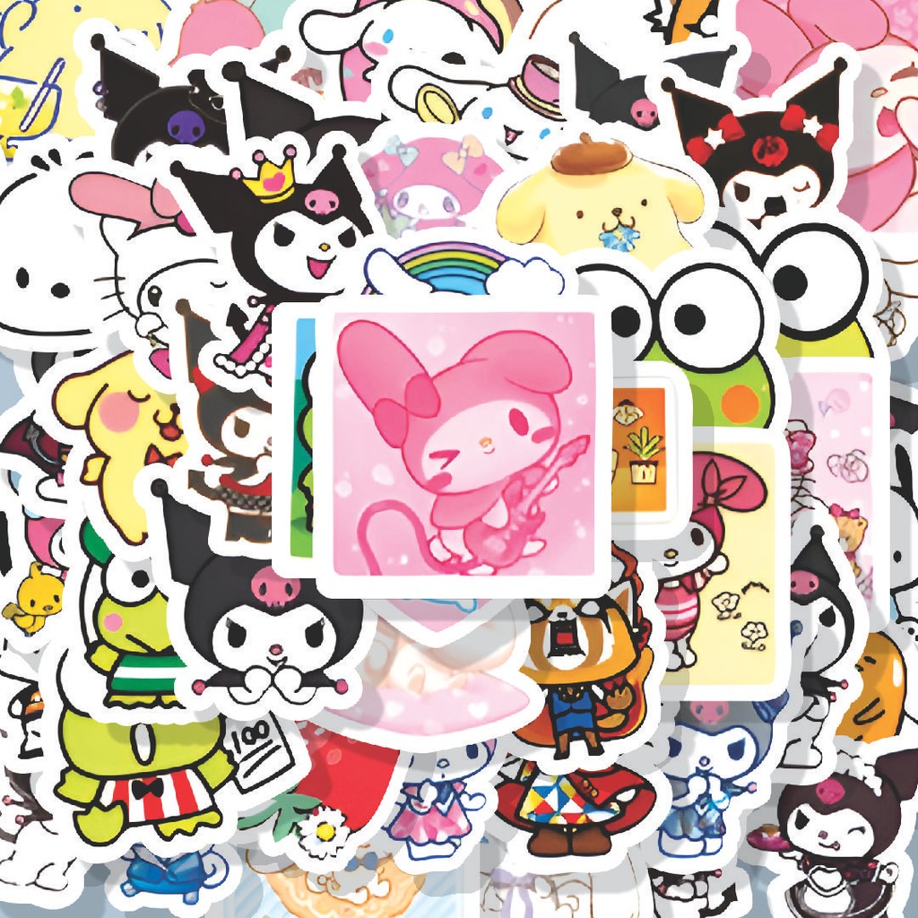 

100PCS Lucu Stiker Sanrio Cute Karakter Mix Stiker Aesthetic Stiker Anti Air Stikers Berperekat Waterproof sticker decal buat Motor Helm Buku Journal Koper Casing HP Laptop Botol Minum Hadiah anak