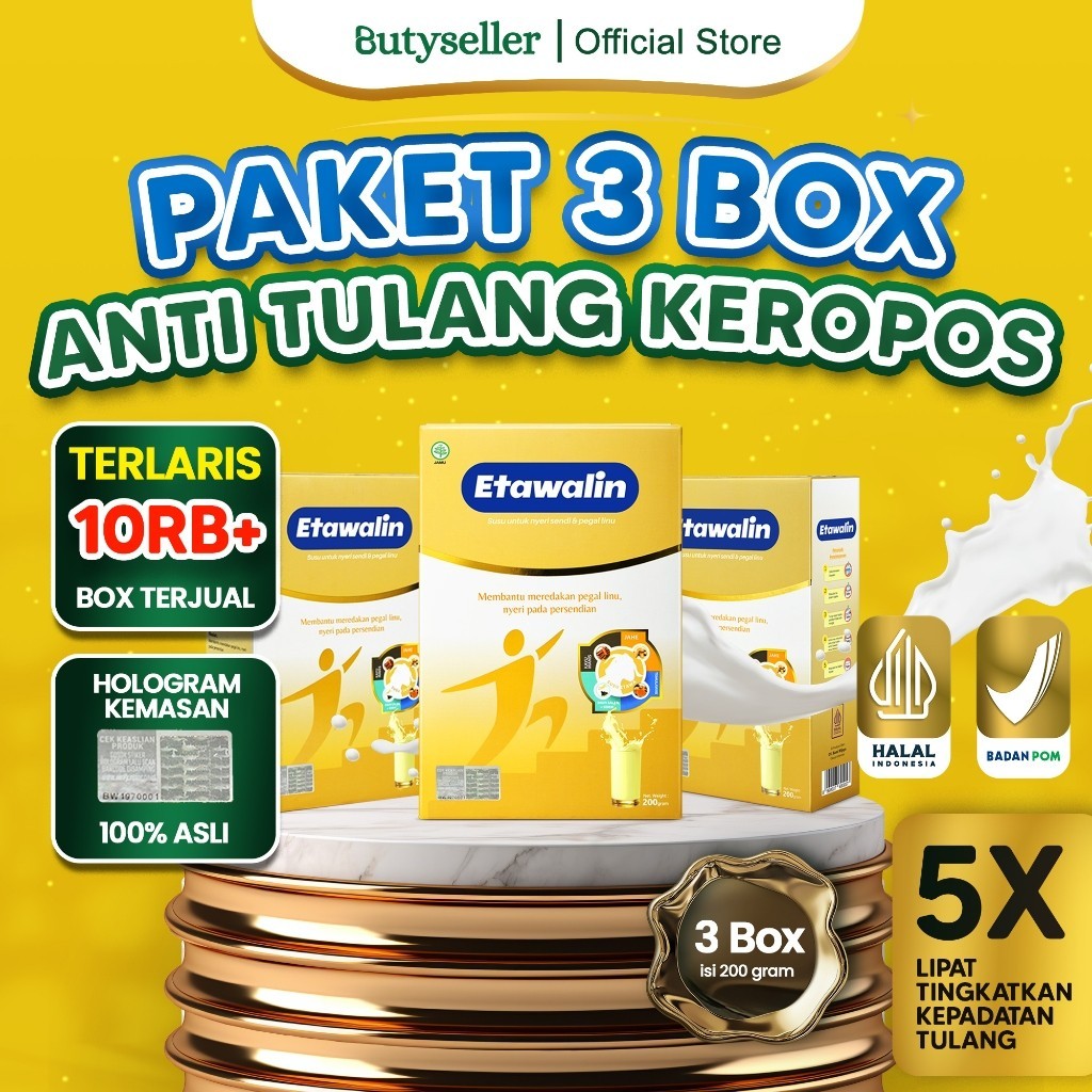

Etawalin 3 Box - Susu Kambing Anti Tulang Keropos & Atasi Sakit Sendi Asam Urat Rematik Original