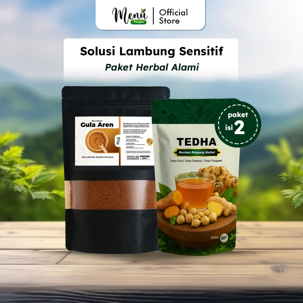 

Paket Herbal Atasi ASAM LAMBUNG Gerd Maag Diare Mual Kembung - Rimpang Tedha + Gula Aren MenuPangan