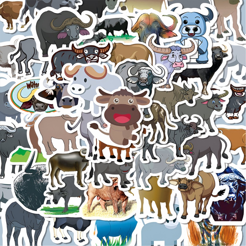 

100PCS Lucu Stiker Hewan Bufallo [Kerbau] Stiker Aesthetic Stiker Anti Air Stikers Berperekat Waterproof sticker decal buat Motor Helm Buku Journal Koper Casing HP Laptop Botol Minum Hadiah anak