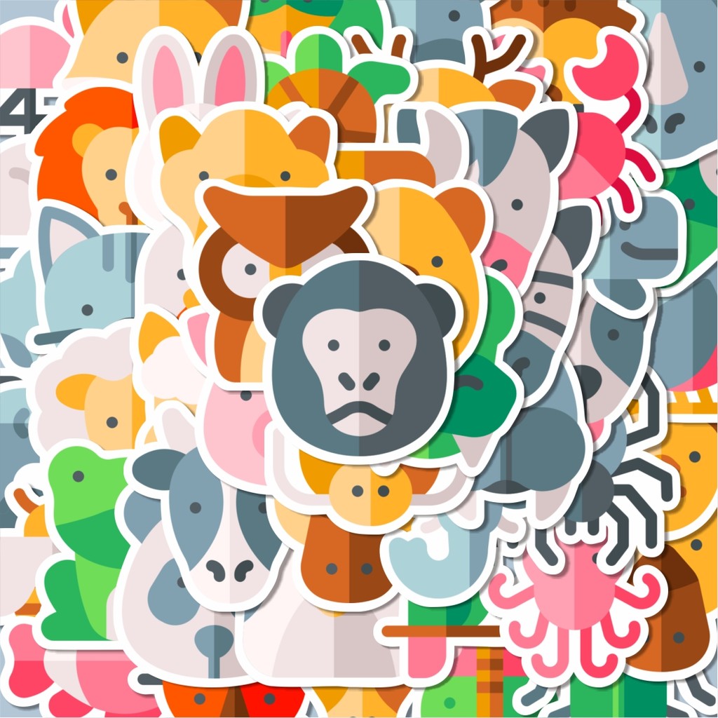 

100PCS Lucu Stiker Animal Icon Pack Version [Versi Paket Ikon Hewan] Stiker Aesthetic Stiker Anti Air Stikers Berperekat Waterproof sticker decal buat Motor Helm Buku Journal Koper Casing HP Laptop Botol Minum Hadiah anak