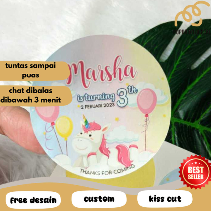 

PpD Sticker Bulat Ulang Tahun Anak Stiker Ultah Free Design Template Birthday Bahan Chromo