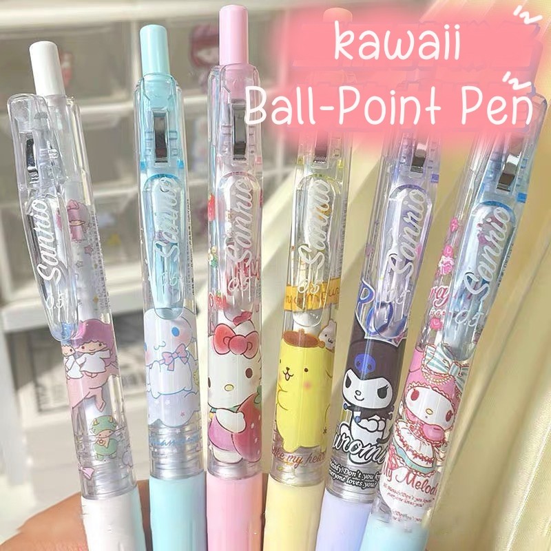 

6pcs/Set Anime Hellokitty Kuromi 0.5mm Gel Pen Kawaii My Melody Quick Drying Test Pen Ballpoint Pen Student Stationery Supplies