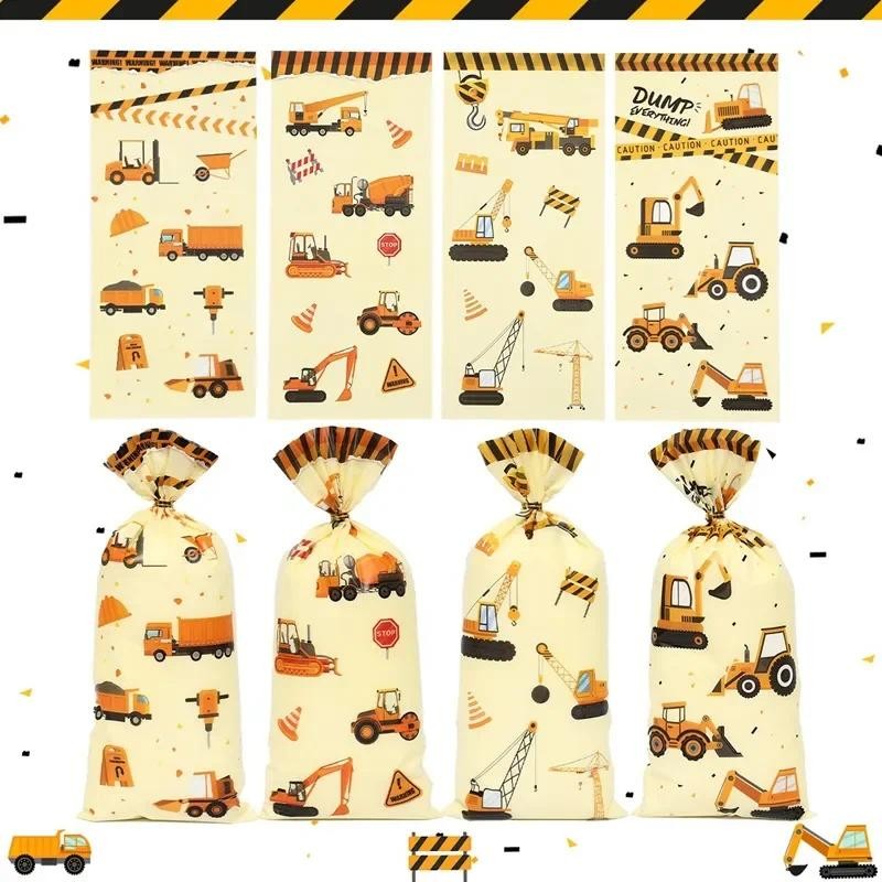 

25/50pcs Engineering vehicle Candy Bags Treat Cookie Candy Goodie Bags Construction Theme Birthday Party Favors Kids Baby Shower