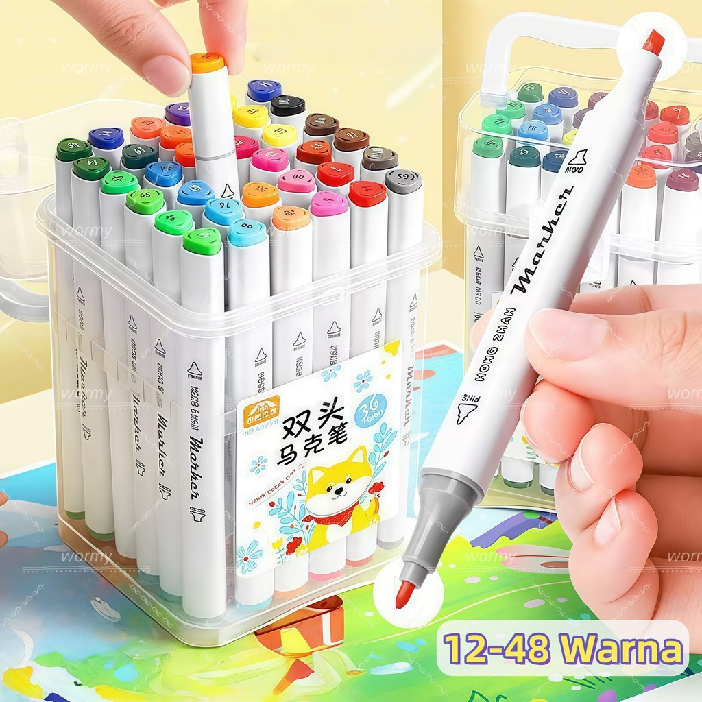 

Spidol Water Marker Dual Head / Sketsa Marker Set Spidol Warna Warni 12-48 Warna