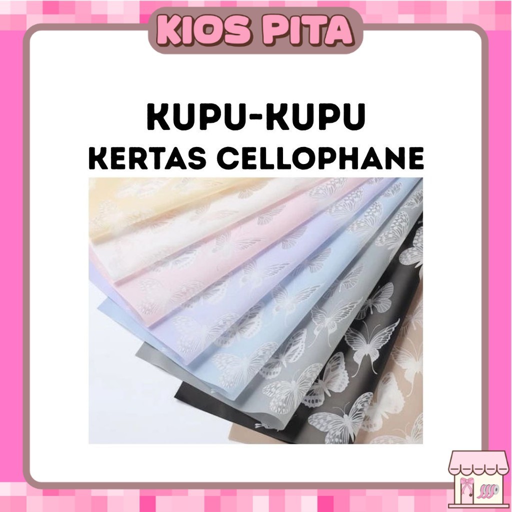 

(20 LEMBAR) BUTTERFLY KUPU KUPU - Flower Wrapping Cellophane / Kertas Buket Bunga Hand Bouquet
