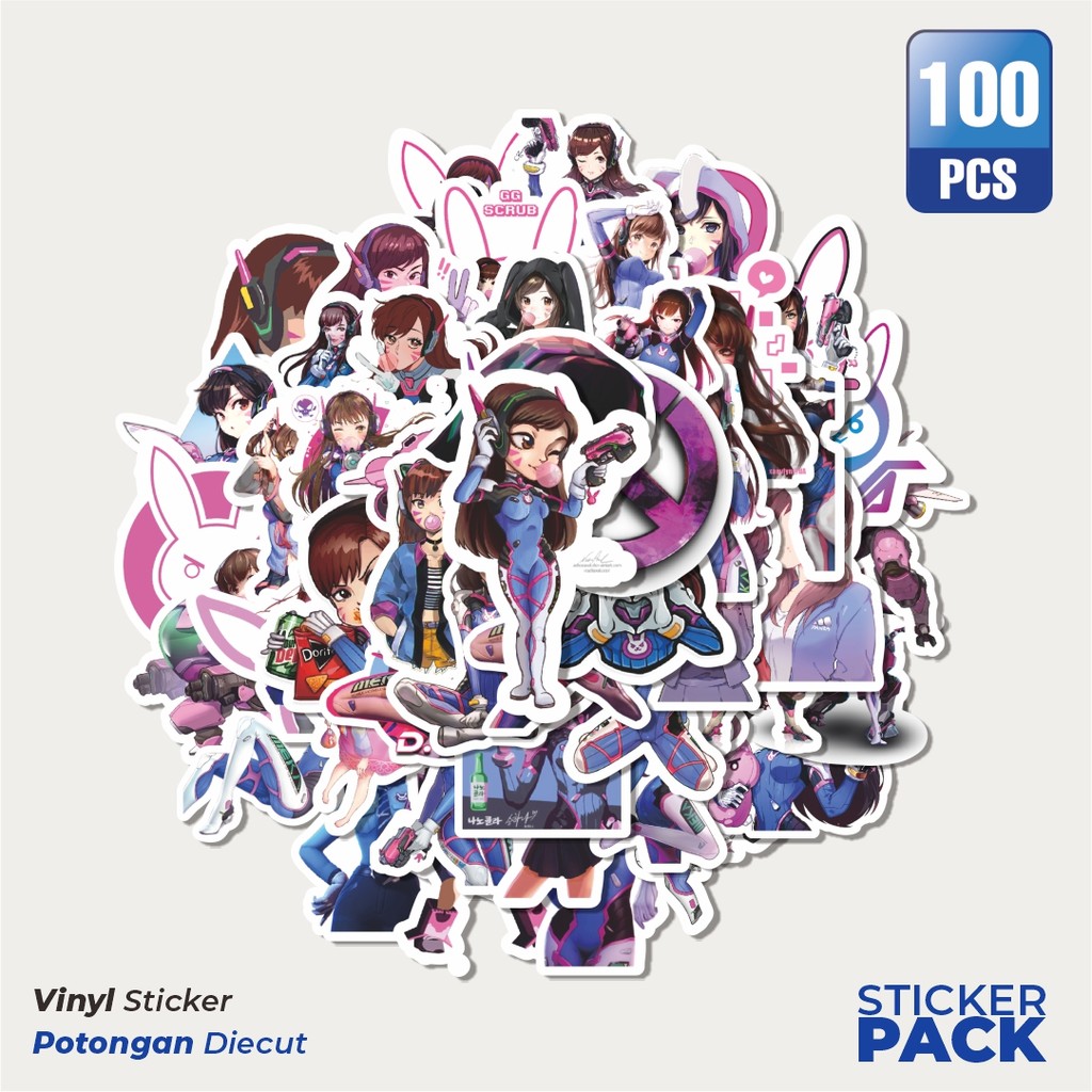 

Super Hemat! 100 PCS Stiker Stiker Acgn Beauty Girls Series D.VA OVERWATCH Character Waterproof Aesthetic- Untuk Laptop, Motor, dan Helm - Paper Stationery Pack