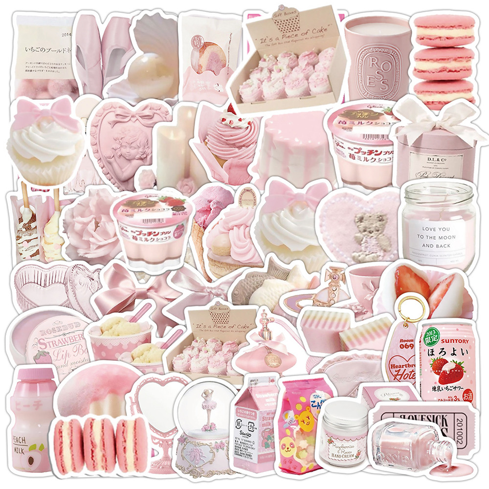 

10/30/50pcs Pink Aesthetic Decoration Stickers Waterproof Graffit Guitar Laptop Scrapbooking Kawaii Cartoon Sticker Packs