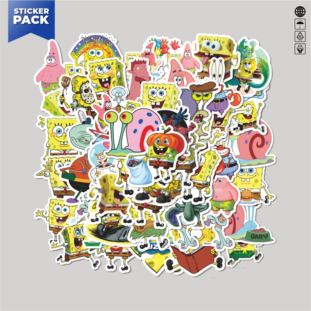 

[100PCS]Stiker Pack Stiker Spongebob Squarepants Universe Series Character Mix 2 Aesthetic Vinyl Anti Air Dekorasi Sticker Laptop Buku Journal Koper Helm Casing HP Gitar Helm Skateboard