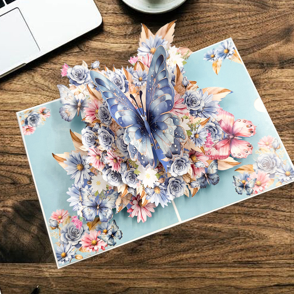 

3D Butterfly Pop Up Greeting Cards Postcard For Valentine's Day, Anniversary, Mother, Wedding Invitation Greeting, Birthday Gift