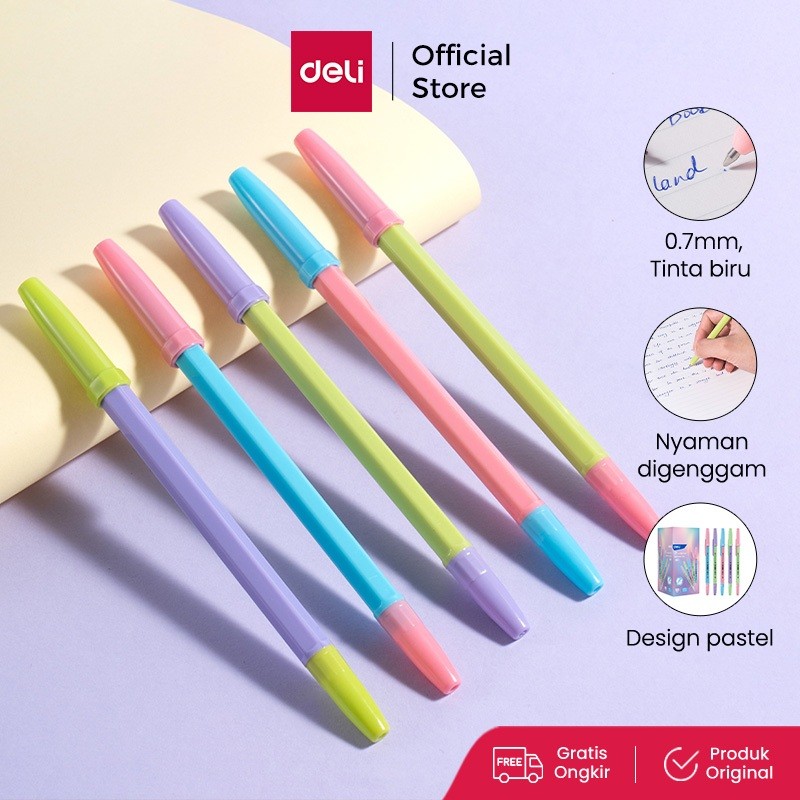 

Deli Ballpoin Pen / Pulpen 0.7mm Tinta Biru EQ66
