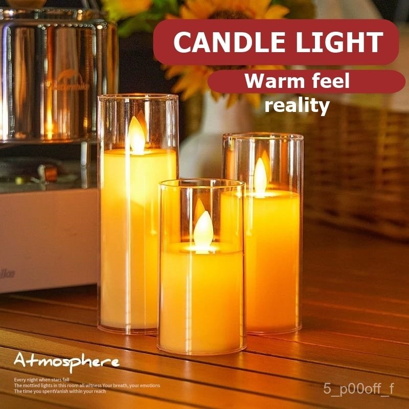 Lilin LED Premium Akrilik Aesthetic Candle Pajangan Rumah Dekorasi Rumah Lilin Led Lampu Meja Lampu 