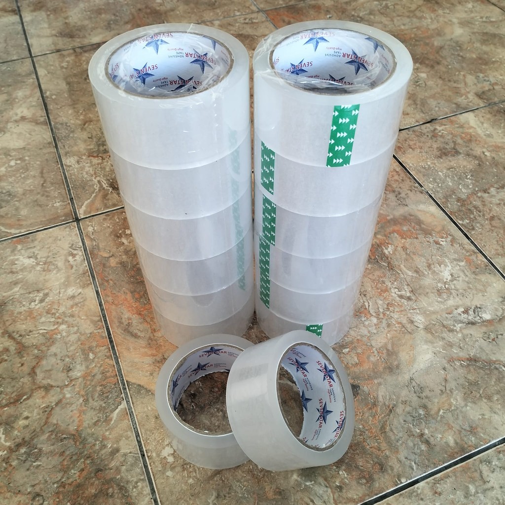 

Lakban Clear White Merk Seven Star 45mm, 80 Yard / 1 Slop / 1 Pcs