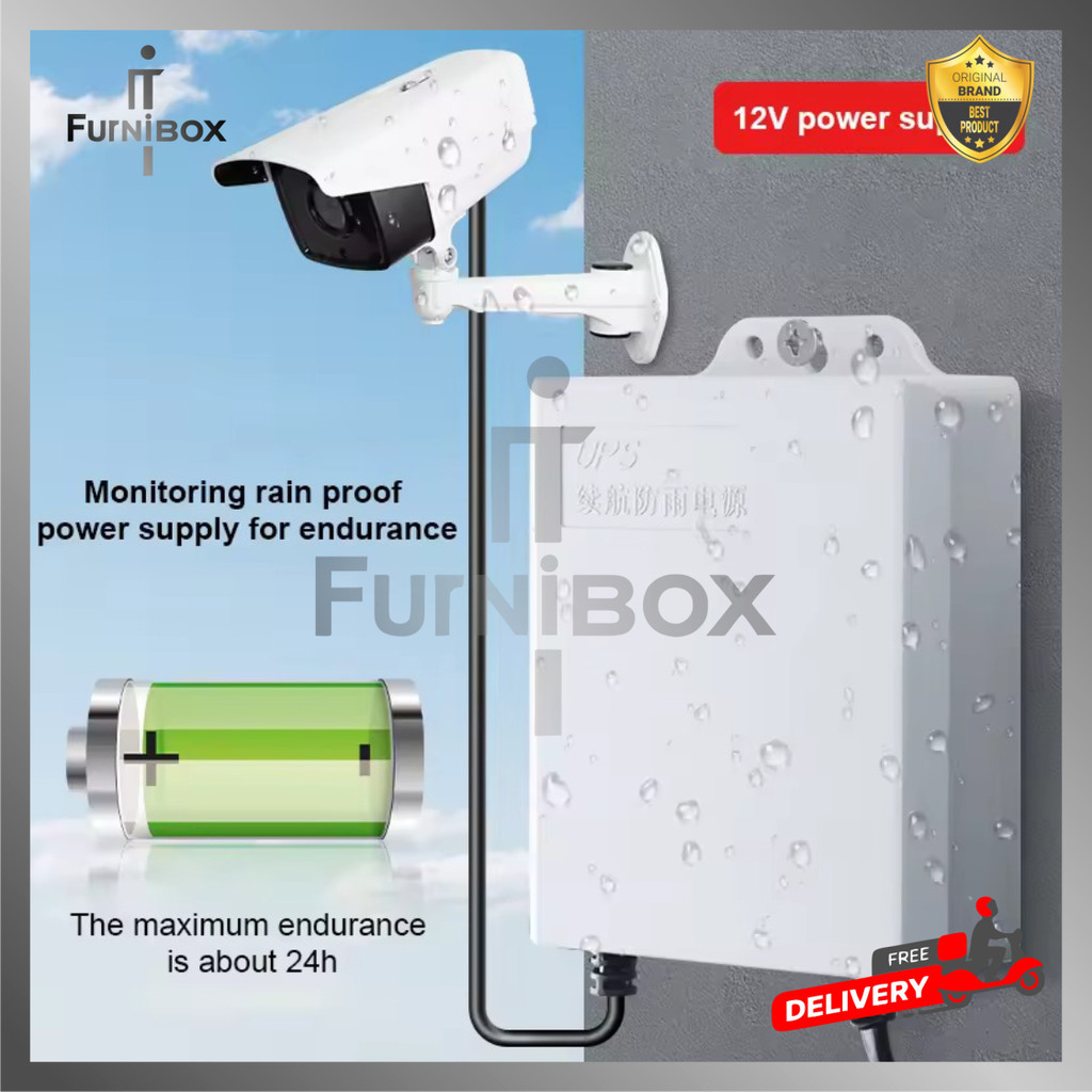 Portable Mini UPS 12V Adaptor UPS Backup CCTV EU Plug 24 Jam 3600 mAh