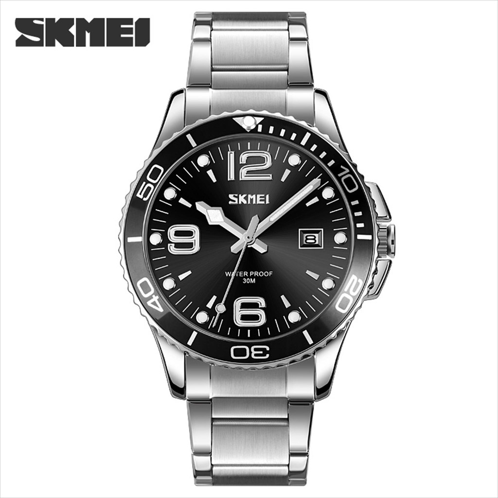 Jam Tangan Analog Date Pria SKMEI 9278 Water Resist 30M Stainless Steel Original Fashionwatch.id