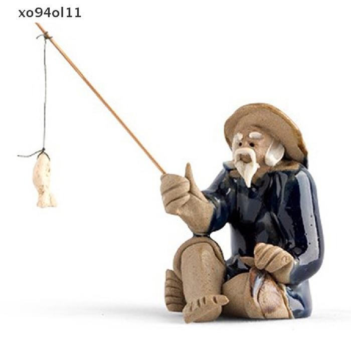 Patung Rin Bentuk Orang Tua Memancing Untuk Dekorasi Tan Outdoor