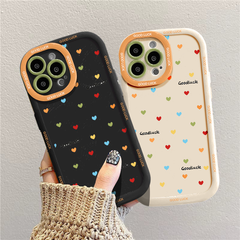 Hati berwarna-warni Untuk case oppo a3s a15s a16 a57 a77s a60 a17 a17k a54 a15 a5s a53 a7 a12 a58 a9