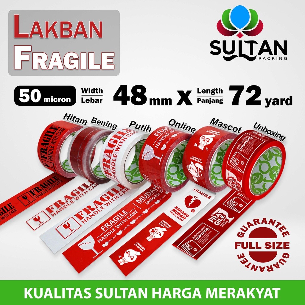 

Lakban FRAGILE 48mm Plakban Isolasi Premium Termurah Satuan