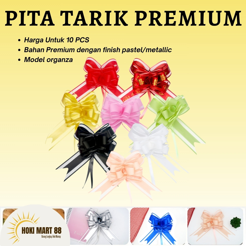 

(1 Pak 10 pcs) Pita Tarik POM 50mm Motif Rose 50mm Serut Matte Organza