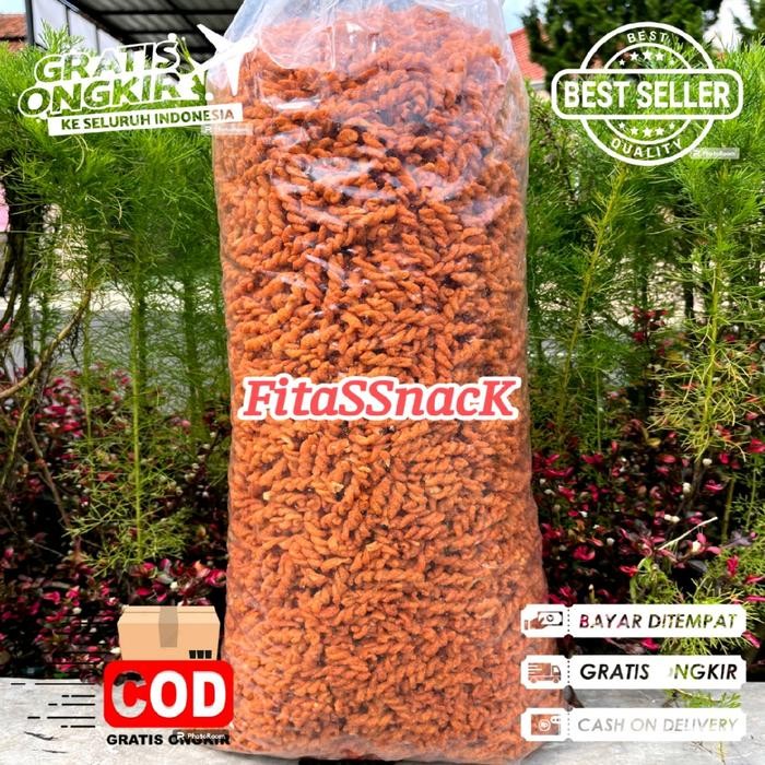 

Makroni Spiral Ulir Pedas Gurih 1 kg/Makroni Ulir Cikruh Pedas bumbu kering 1000 gram