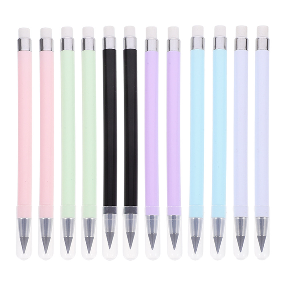 

12PCS Inkless Pencil with Eraser Reusable Inkless Everlasting Pencil for Writing Drawing Students Office School Home Supplies