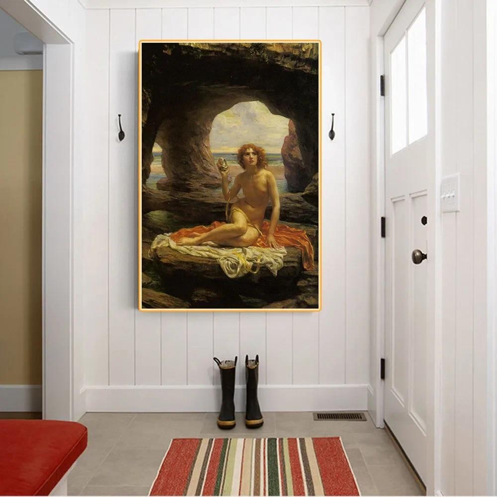 

Citon Canvas Art Oil Painting Edward John Poynter《At Low Tide》World Famous Artwork Picture Modern Wall Decor Home Decoration