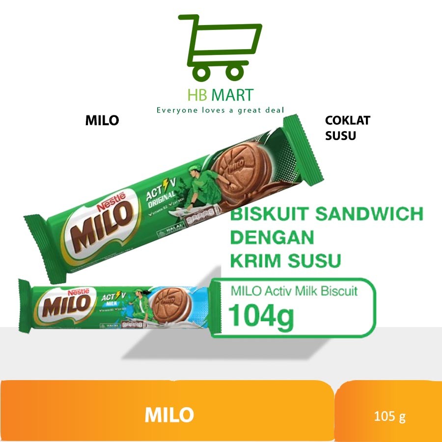 

NESTLE MILO BISCUIT SANDWICH ACTIV MILK / ORIGINAL BISKUIT COKLAT 104gr