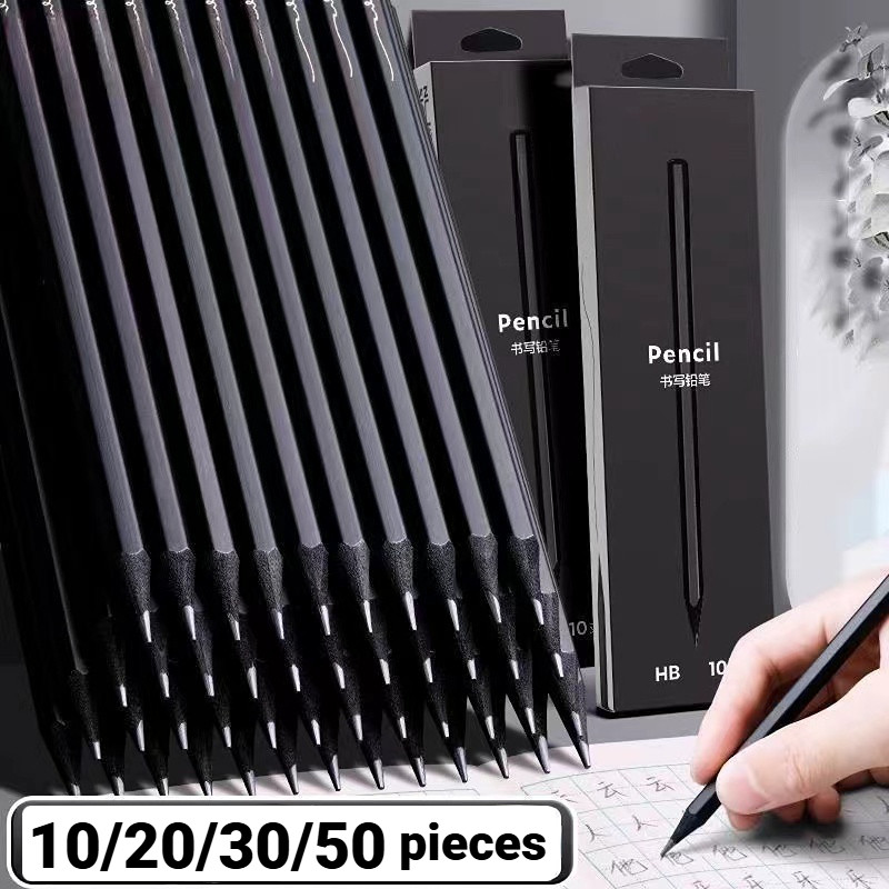 

10/30/50Pcs 2BHB Wooden Pencils Simple Black Standard Pencil Stationery Writing Sketch Drawing Tools Kids Gifts Office Supplies