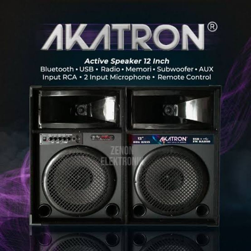 ACTIVE SPEAKER SPIKER AKATRON 1295 BT 1295BT 12 INCH " IN 12" BLUETOOTH DOUBLE SUBWOOFER SPIKER AKTI