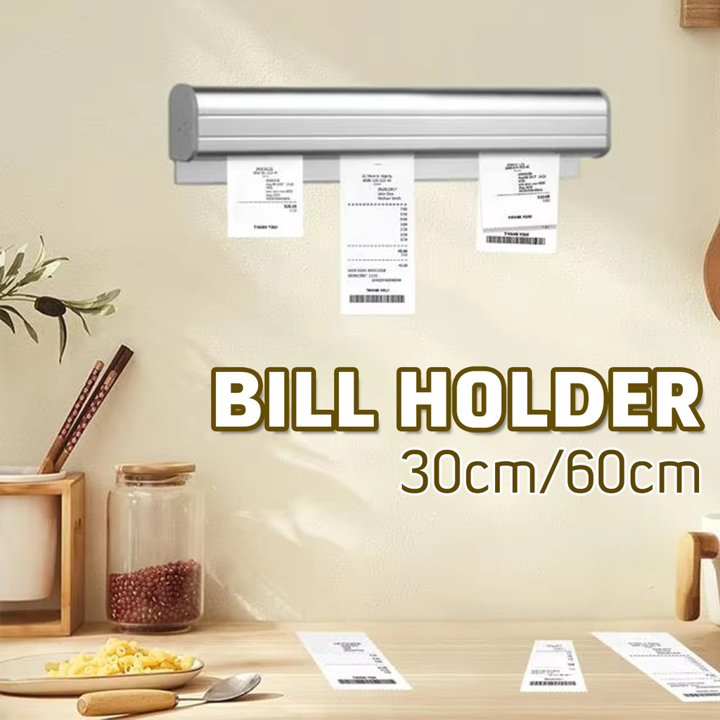 

30cm/60cm Receipt Holder Aluminum Tab Grabber Capitan Nota Bon Bill Holder Restoran Cafe Bar/Penjepit Kertas