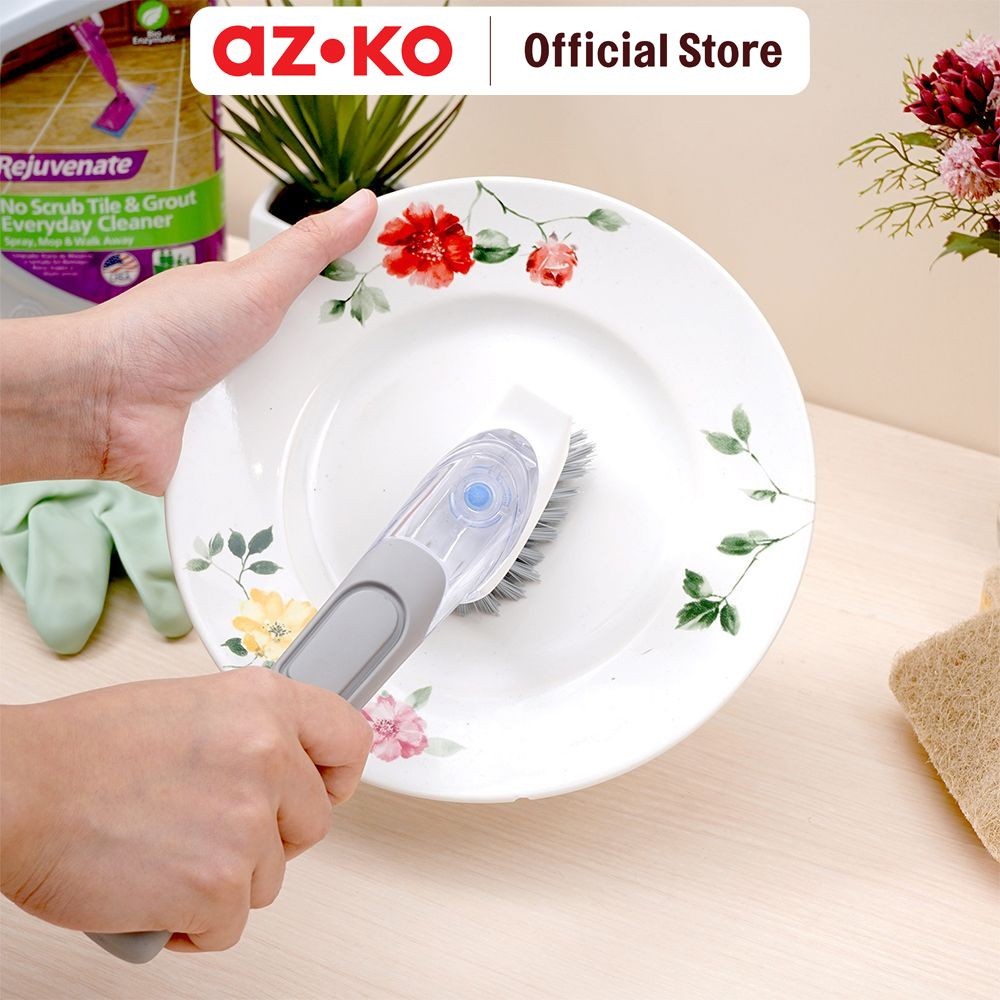 AZKO Proclean Sikat Pembersih Dengan Dispenser Sabun - Abu-Abu Alat Kebersihan Sikat Cuci Serbaguna 