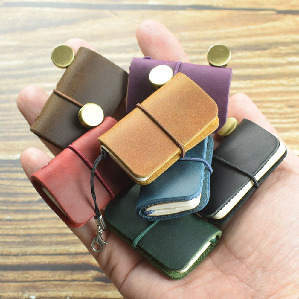 

1pc Tiny Notebook Vintage Leather Sketchbook Cute Mini Diary Retro Cowhide Travel Journal kawaii Office School Planner Organizer