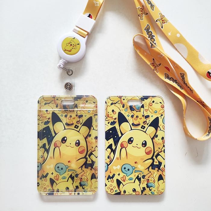 

BEST~[Terlaris] AKKY02 ID Card Holder Name Tag Lanyard Badge Reel / Kalung Wadah Kartu Identitas E-money Pikachu Pokemon Lucu - Pikachu 3