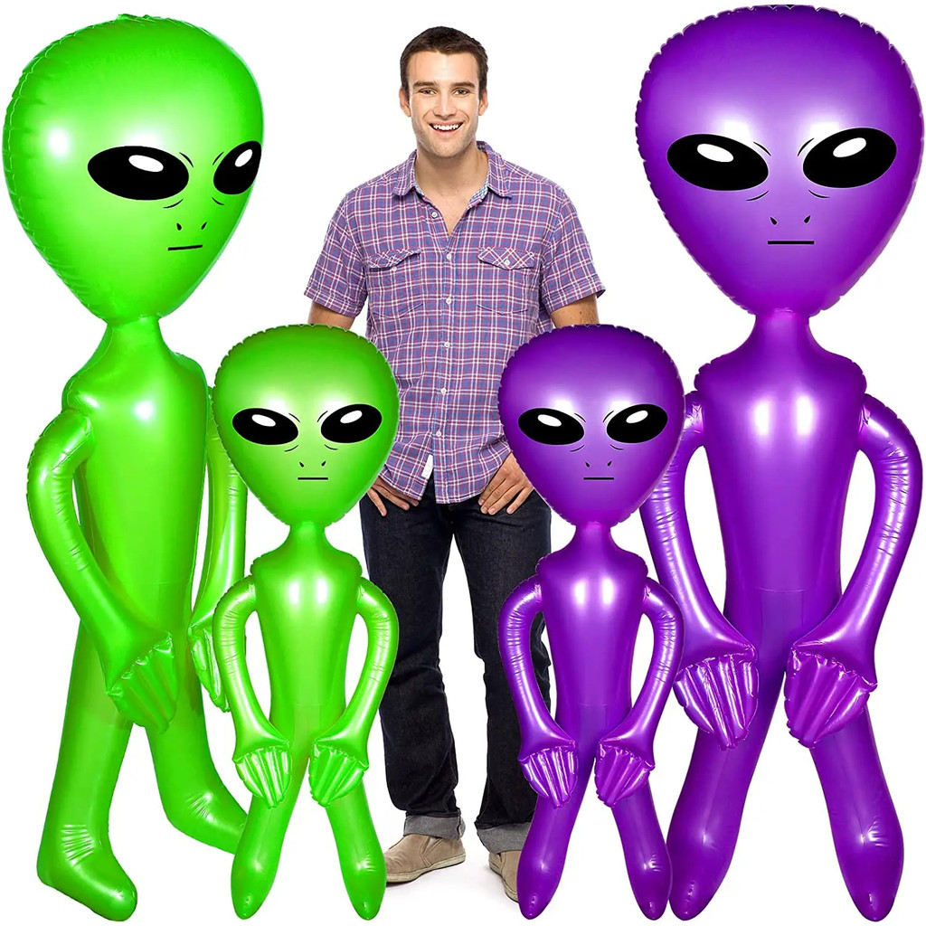 90cm UFO Alien Model Green Purple Blue Kids Adult Inflatable Toys Halloween Funny Cosplay Props UFO 