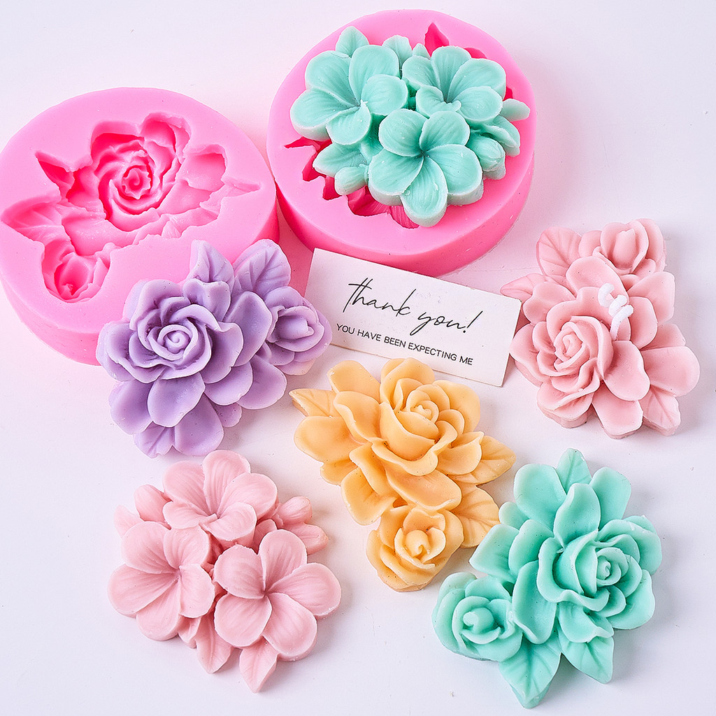 

DIY Frangipani Gardenia Silicone Candle Mold Aromatic Candle Soap Flower Molds Cake Decor Baking Tools 3D Craft Gifts Home Decor