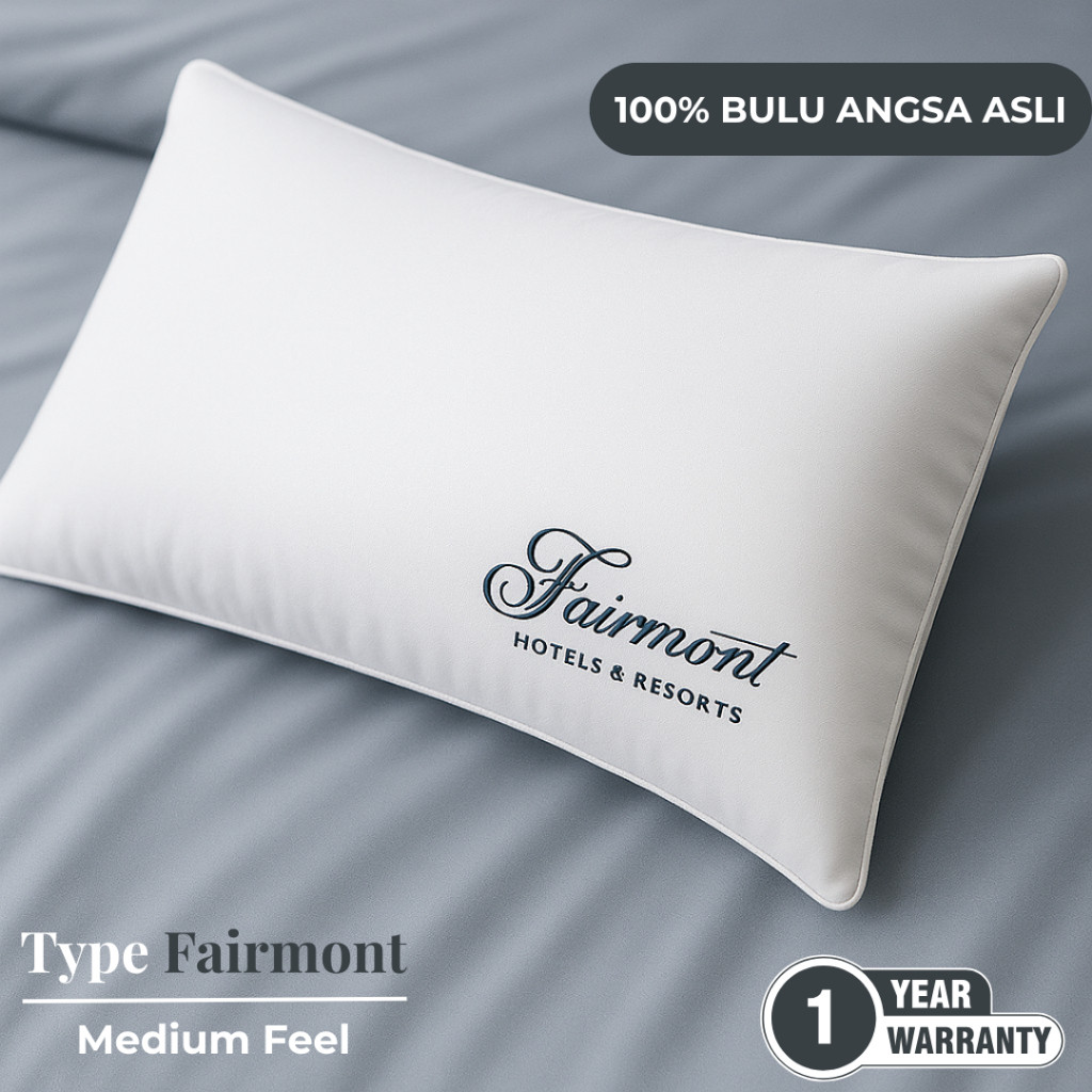 Bantal Hotel Fairmont 100% Bulu Angsa Asli - Garansi 1 Tahun | Free Bubble Wrap