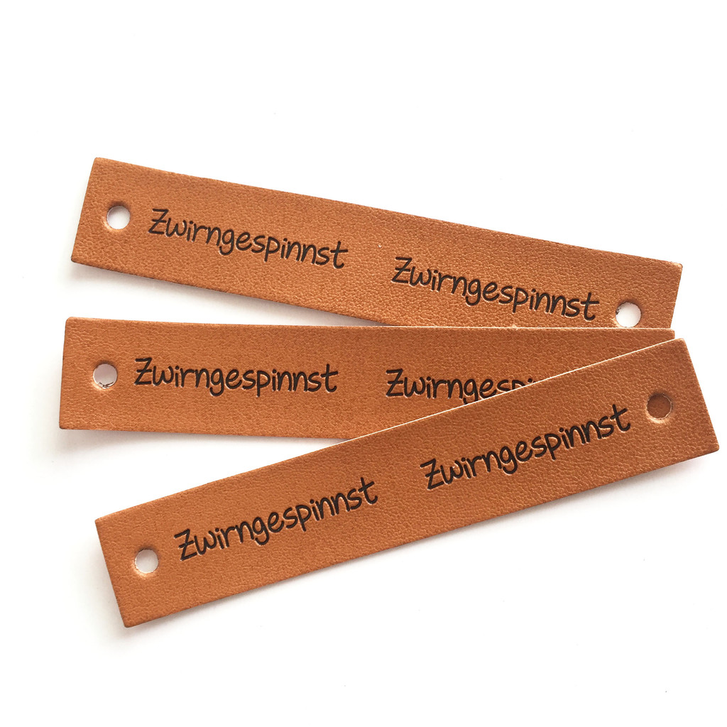 

Custom Engraved Logo Foldable Thin PU Leather Label Side tags For Handmade Articles , Children Clothes