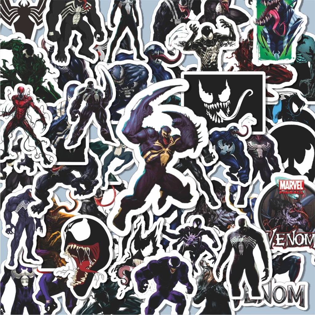 

100PCS Lucu Stiker Marvel Series Venom Character Mix Stiker Aesthetic Stiker Anti Air Stikers Berperekat Waterproof sticker decal buat Motor Helm Buku Journal Koper Casing HP Laptop Botol Minum Hadiah anak
