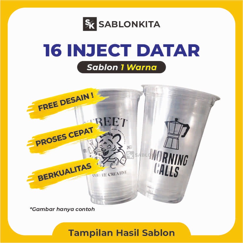 NO COD [[ SABLON CUP INJECTION CUSTOM ]] DATAR 16 OZ VICTORY PLUS TUTUP Plastik Gelas Injeksi Bening
