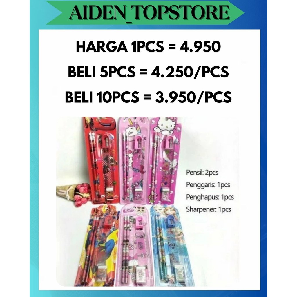 

ATS SET ALAT TULIS SEKOLAH ANAK 5 in 1 KARAKTER / MINI STATIONERY SET 5IN1