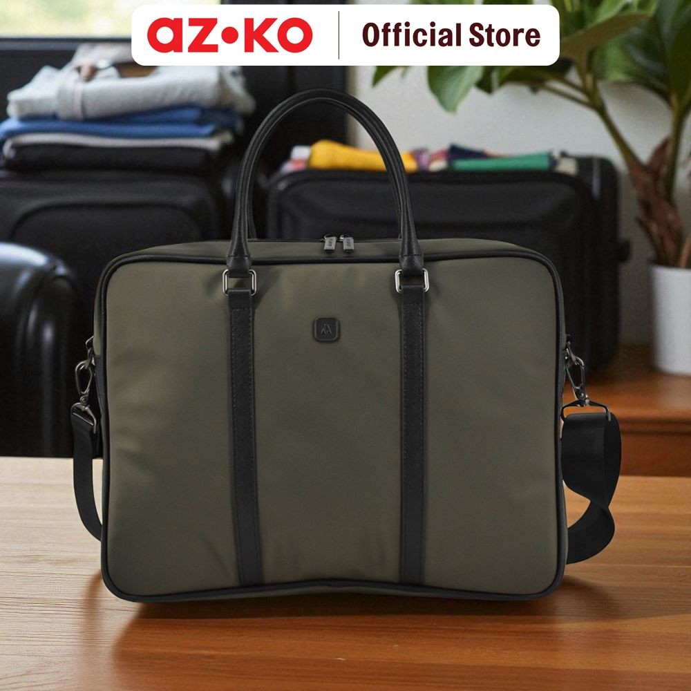 AZKO Passport Hugo Tas Laptop - Hijau Tas Jinjing Selempang Laptop Laptop Bag Tempat Penyimpanan Not