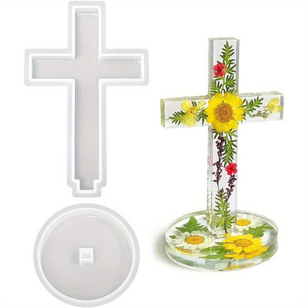 

5'' Standing Cross Silicone Mould with Base, Epoxy Cross Mould, Epoxy Plaster Cement Mould, Halloween Ornaments