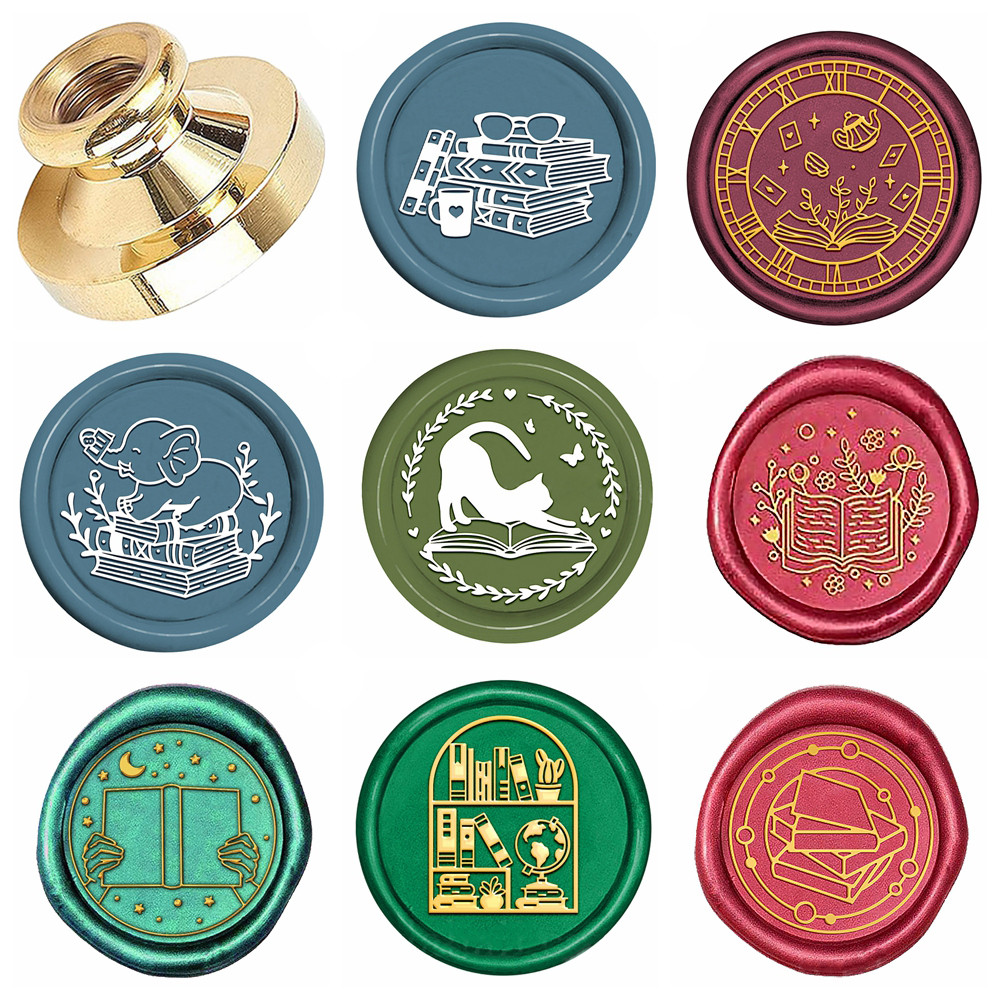 

Books theme Wax Seal Stamp Head Book Removable Sealing Brass Stamp Head Olny for Creative Gift Envelopes Invitation Cards Decora